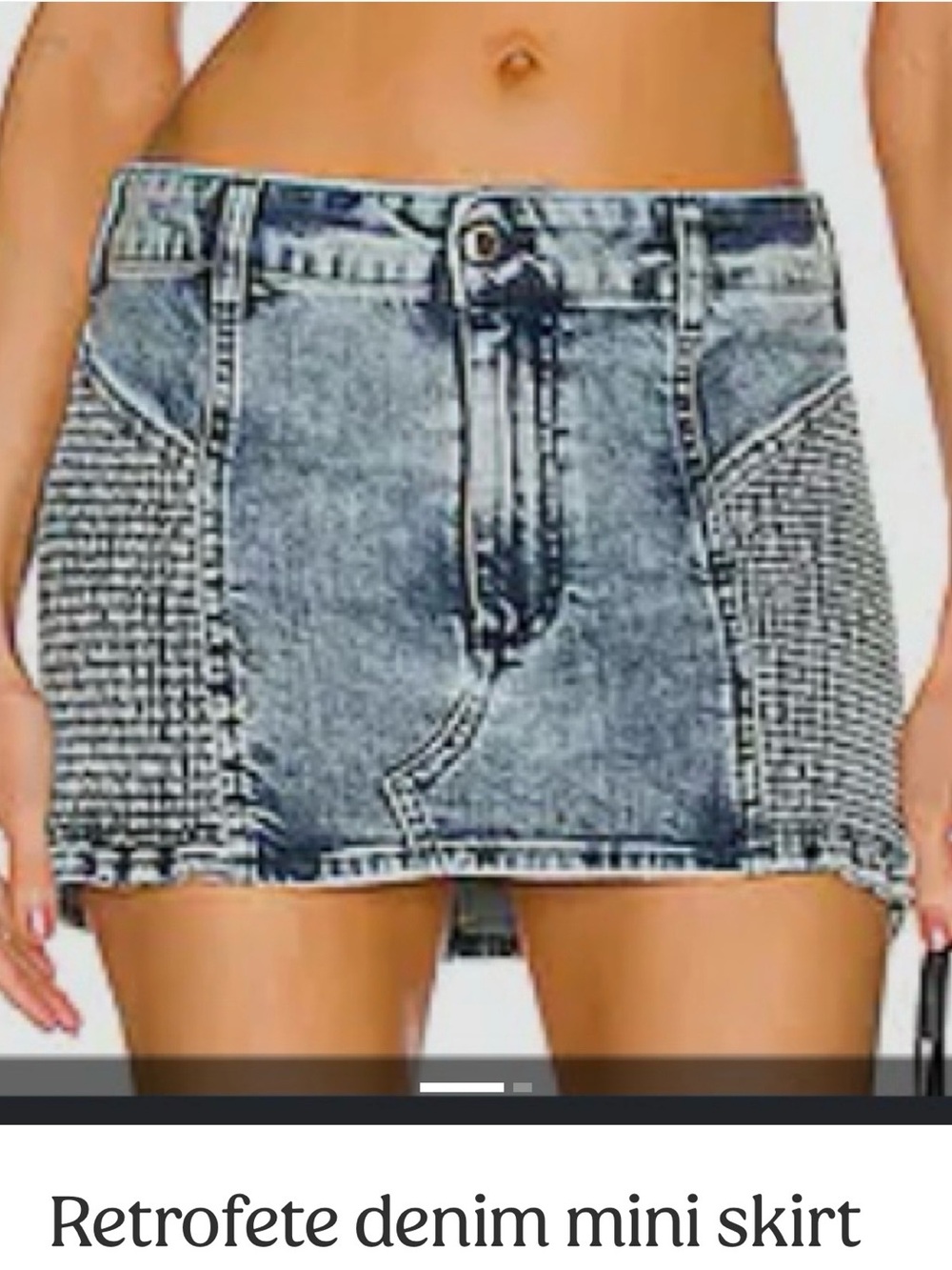 Retrofete Acid Wash Denim Mini Skirt in Blue